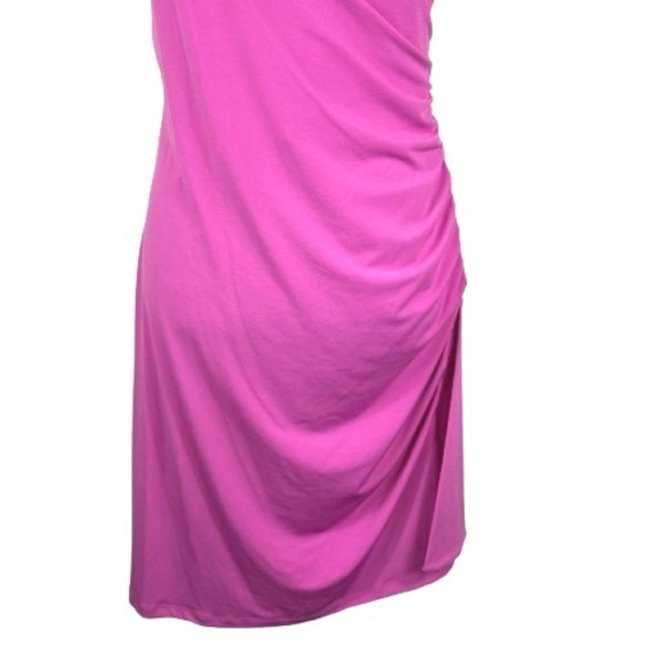 Michael Kors Hot Pink Sleeveless Zipper Accent‎ Ruched Sheath Dress Size 8 - Picture 3 of 7